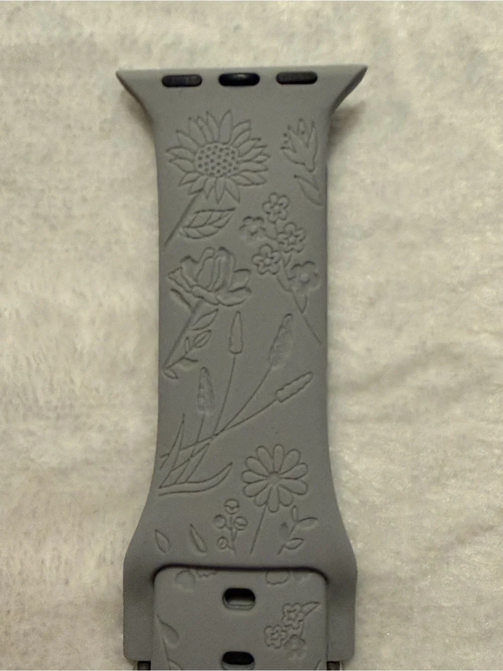 Silicone Floral Embossed Apple Watch Band - Blue & Light Gray